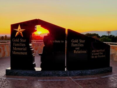 The Gold Star Family Monument in Norco, at sunset.