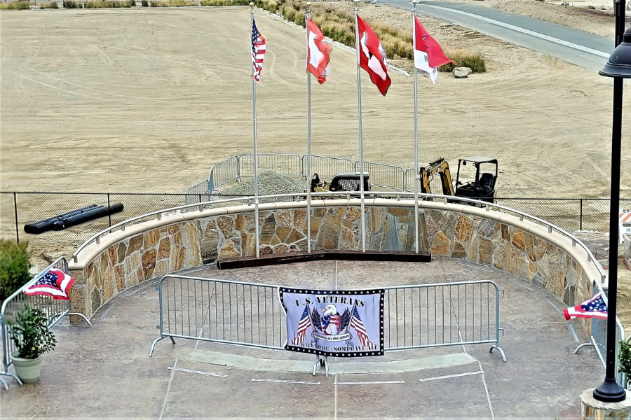 Partial construction of the Gold Star Memorial in Norco.